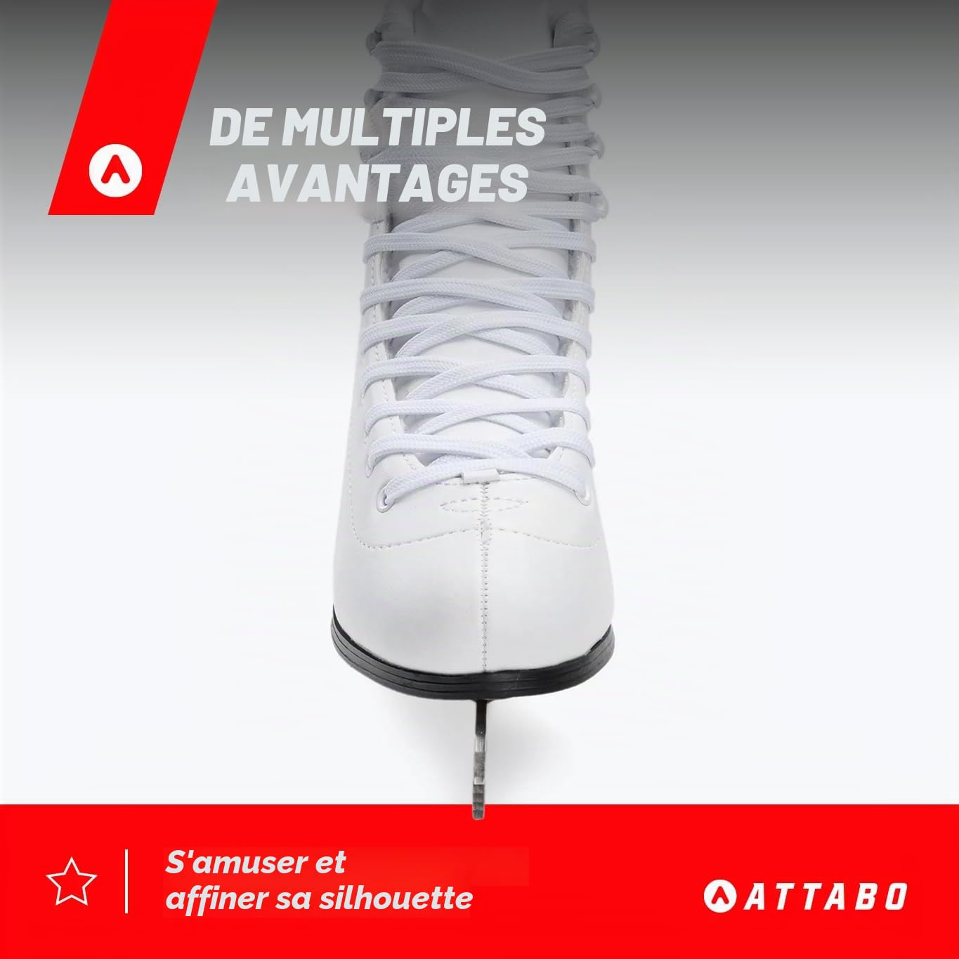 ATTABO Patins Artistiques pour Femmes Lame en Acier Inoxydable Laçage Classique Crochets Renforcés Doublure en Fourrure Artificielle Blanc Confortable FS
