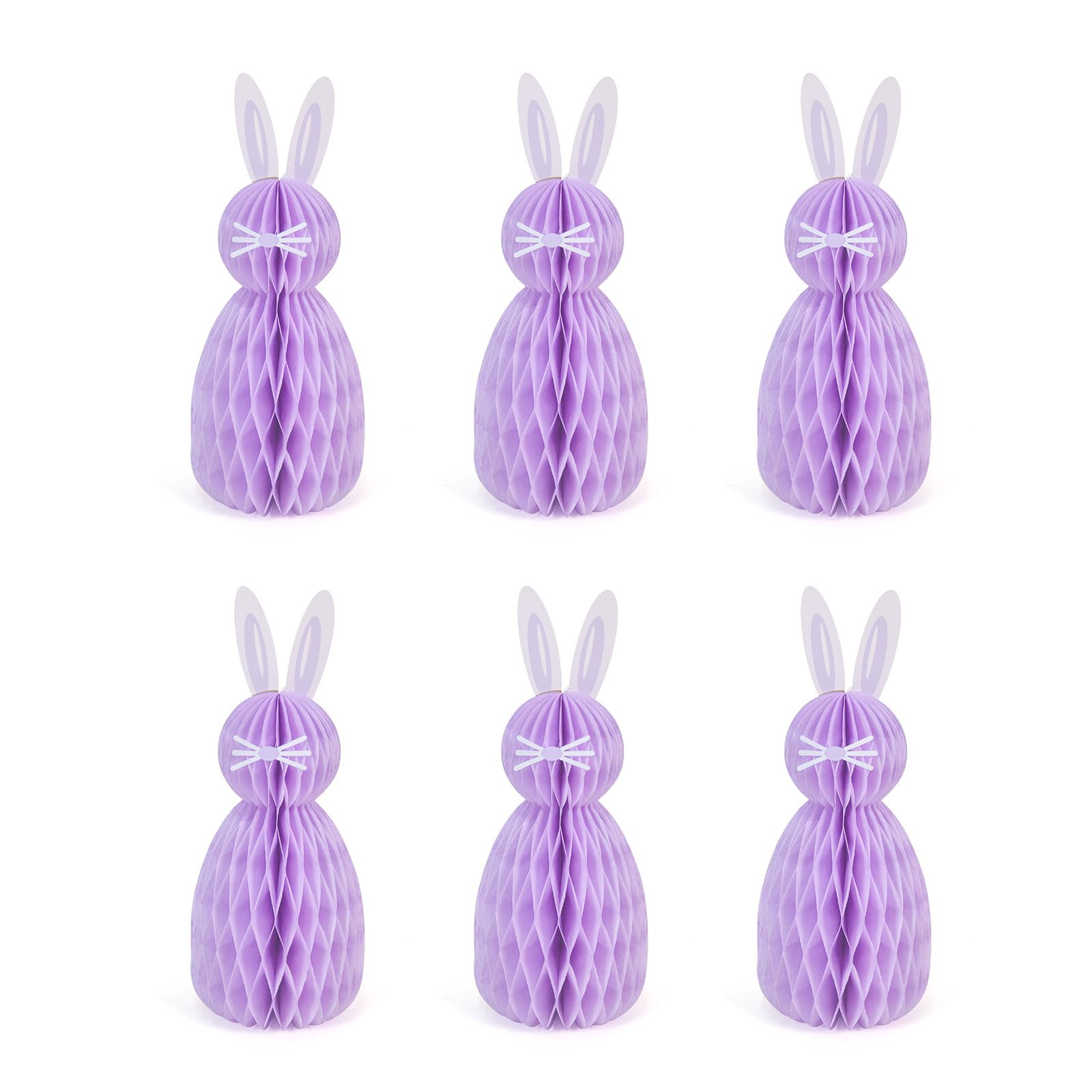 Buxuaaaa Purple Multipurpose Easters Party Decorations 6Pcs Honeycombed Rabbits Hanging Centerpieces For Home And Event Decoration Easters Party Supplies