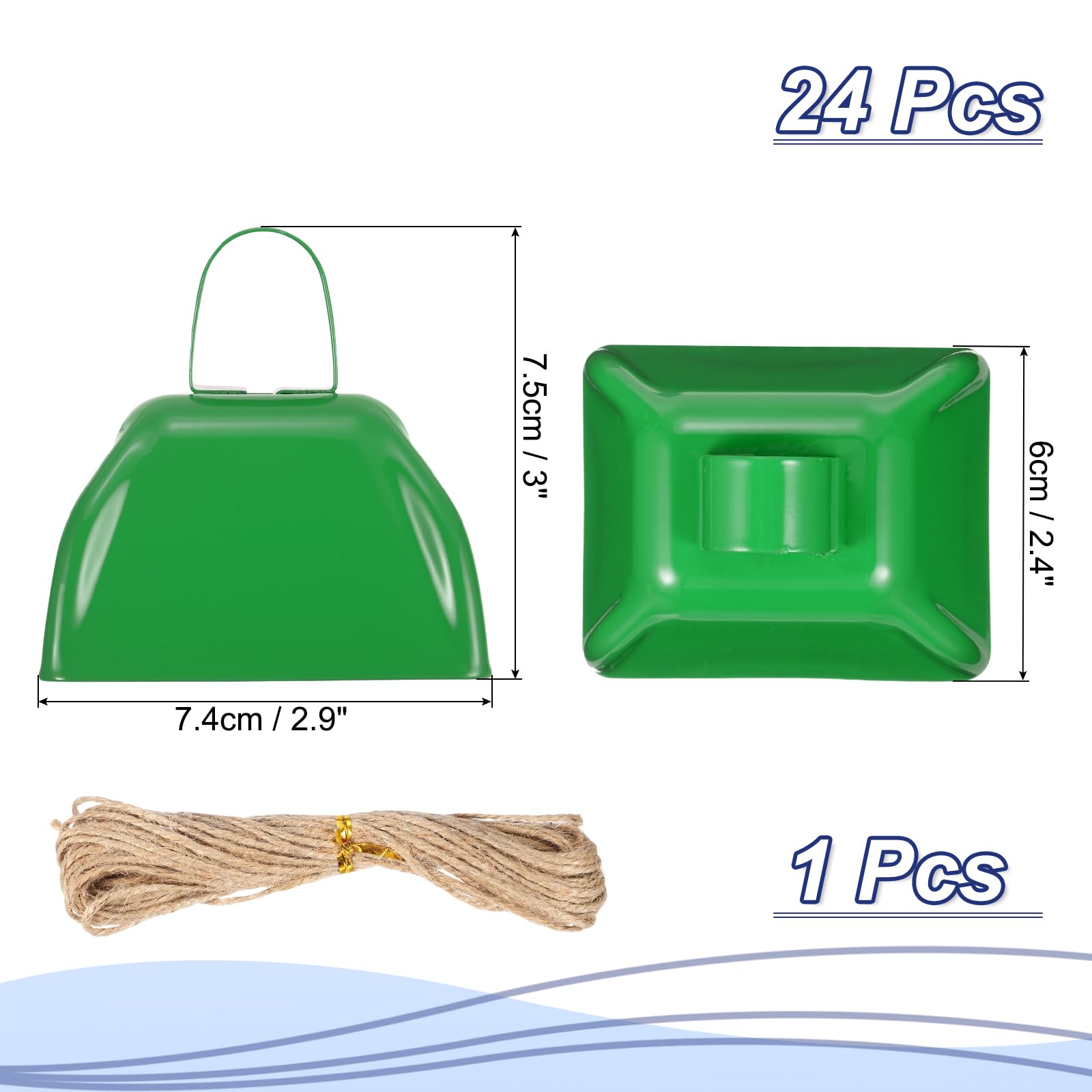 PATIKIL 24 Pezzi Campanacci Per Partite Di Football, Campanacci Da 3 Pollici Per Eventi Sportivi All'ingrosso Strumenti Rumorosi Metallici Con Corda Per Tifo Matrimonio, Verde