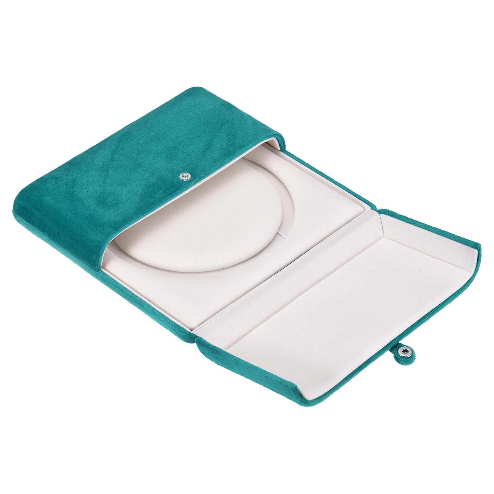 Boîte pour collier extensible PATIKIL en velours vert paon