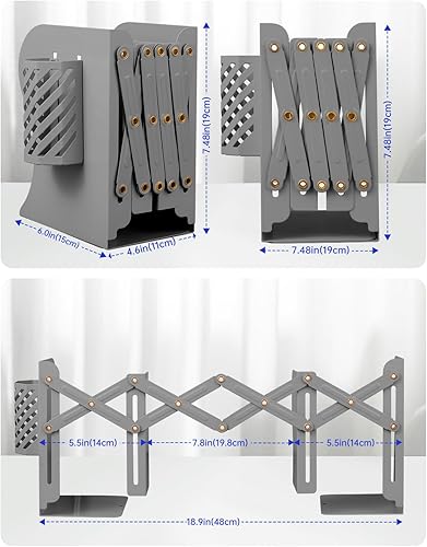 Miniatura 9 de Sujetalibros ajustables, extremos de metal para estantes pesados, organizador de archivos de revistas de escritorio para el hogar, oficina, libros,