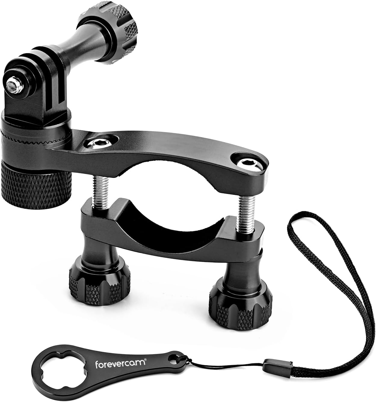 Forevercam Bike Handlebar Mount for GoPro (360° Rotation and Lock Any Direction) 0.6-1.3inch All Aluminum Bike/Motorcycle Handlebars Seat Post Ski Pole Mount for Gopro Hero 8/9/10/11/12/13（Black）