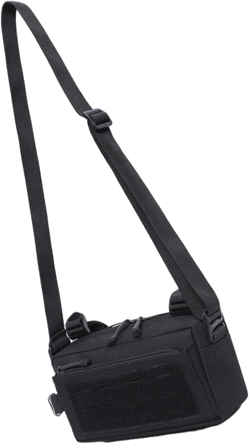 Outdoor Waist Pack Bag with Super Capacity for Traveling Hiking - Adjustable Belt for Men Women - Water Nylon Shoulder Bag with Waist Hanging Holder Kit - Black