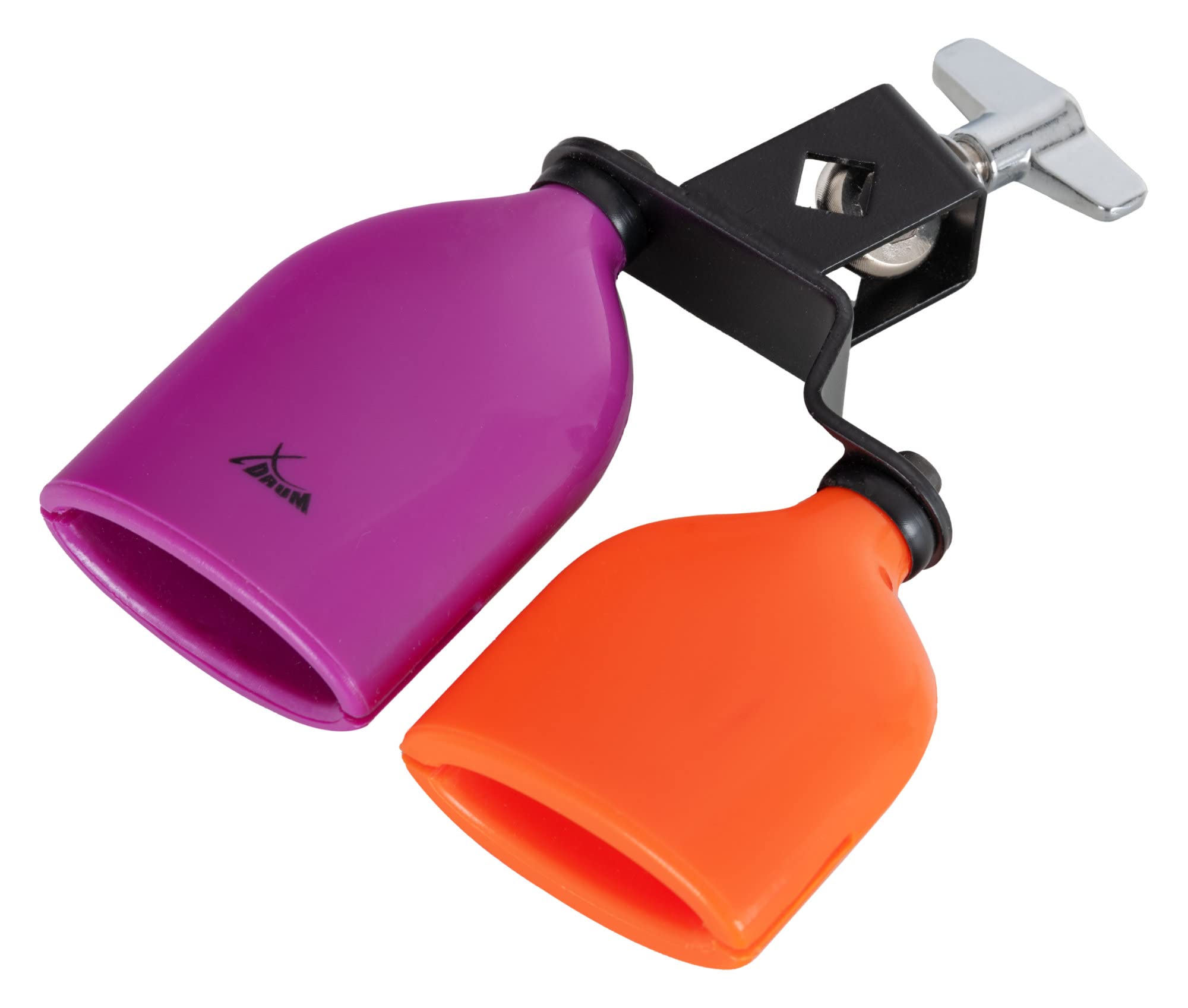 XDrum PB3-VTOG Percussion Block Dual - Due Agogo-Blocks accordati diversamente su un supporto - In plastica indistruttibile - Suono potente e penetrante - Viola/Arancione