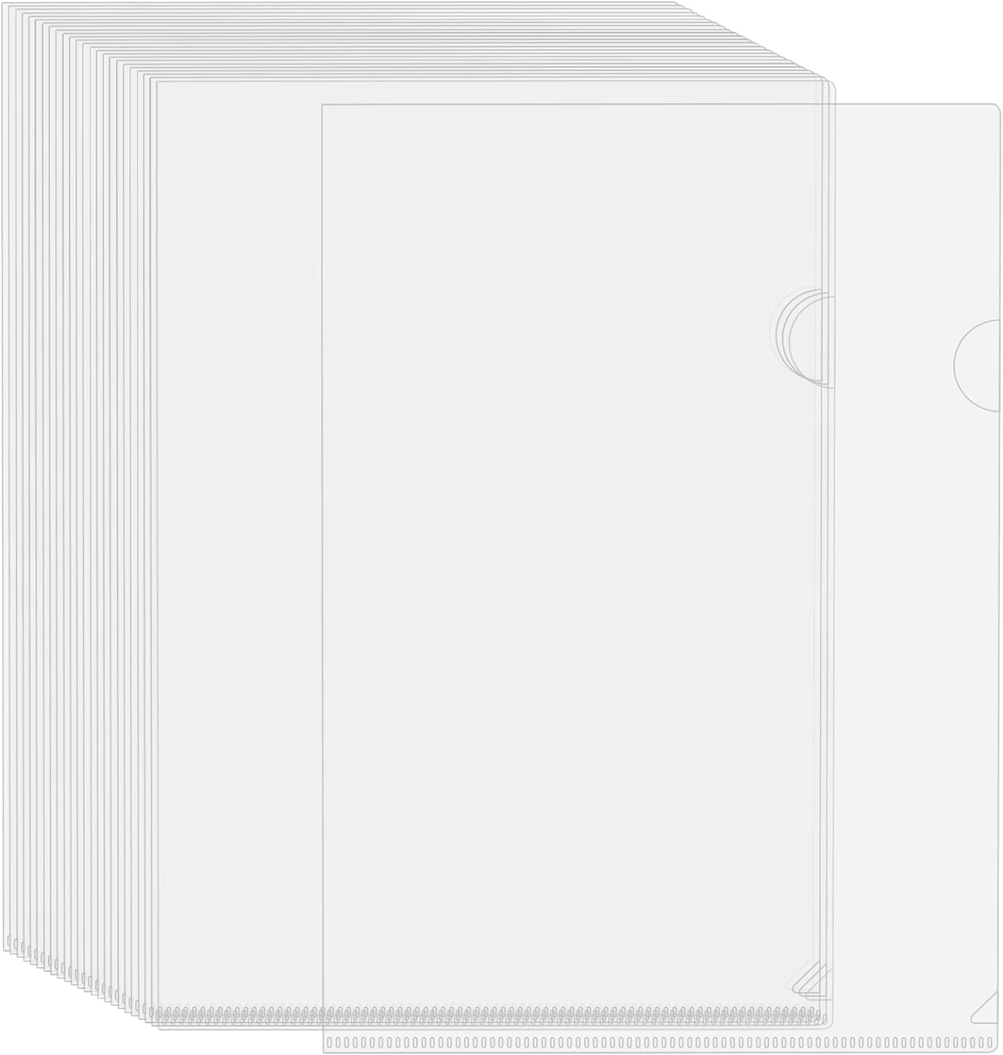 AL FAKHAMA Clear A4 Plastic Folders – 12-Pack (Dozen) L-Cut Sleeves | Matt Finish, 60 Micron Thick | Top & Side Opening File Wallets for Documents, School, Office & Home Use