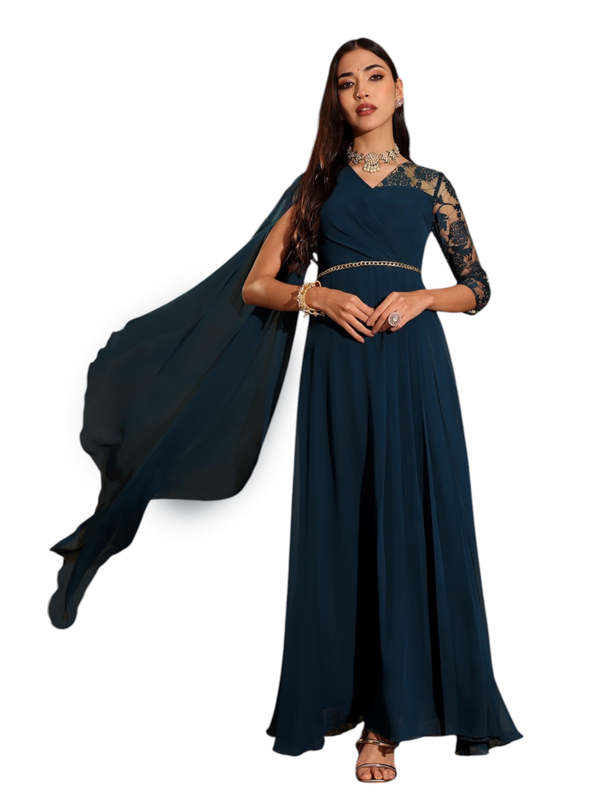 miss chase Women's V-Neck Self-Designed Maxi Dress-picture-32