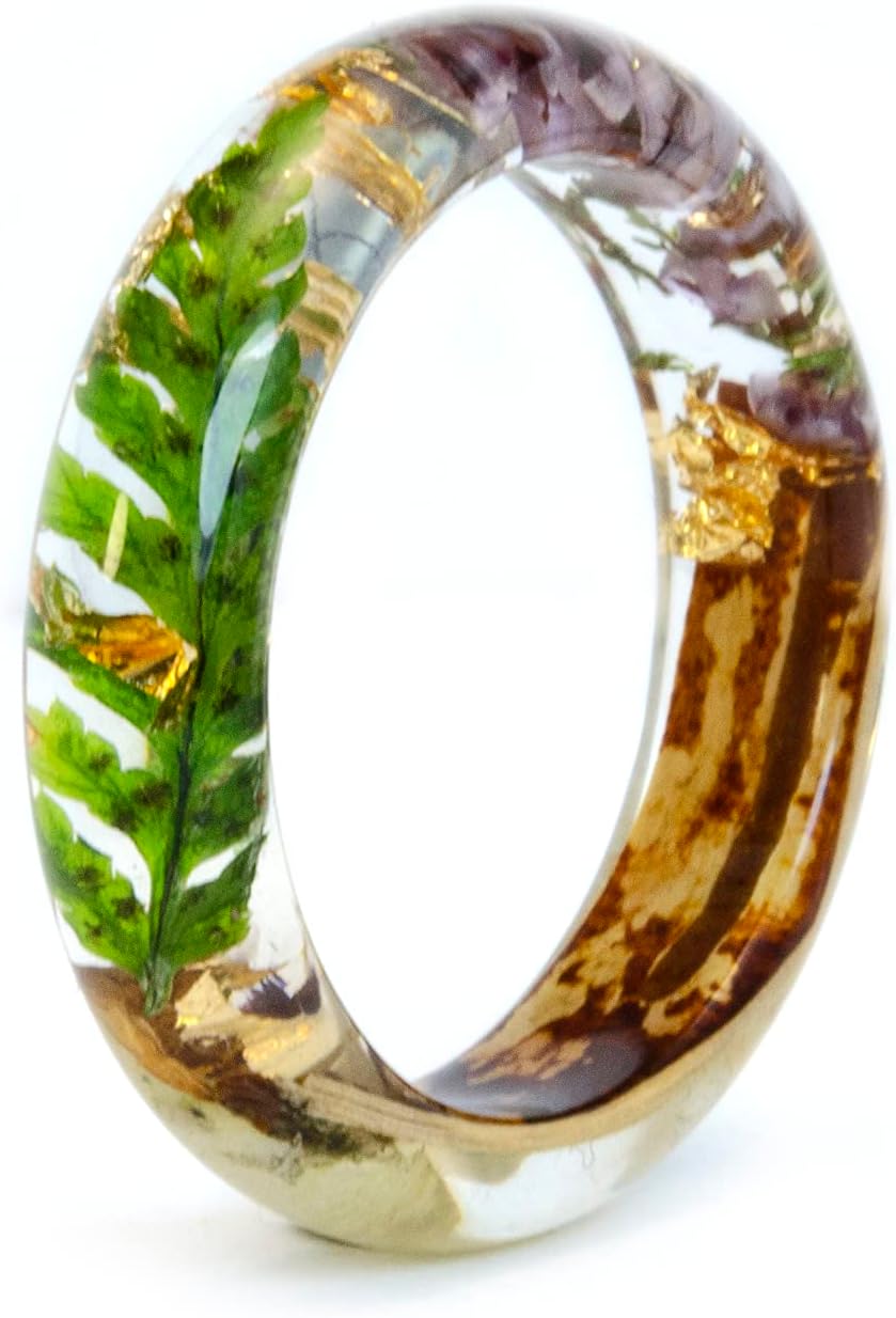 Real Heather Flower resin ring. Birch bark ring. Real Fern resin ring. Birch forest ring for woomen. Real Heather Flower in resn ring