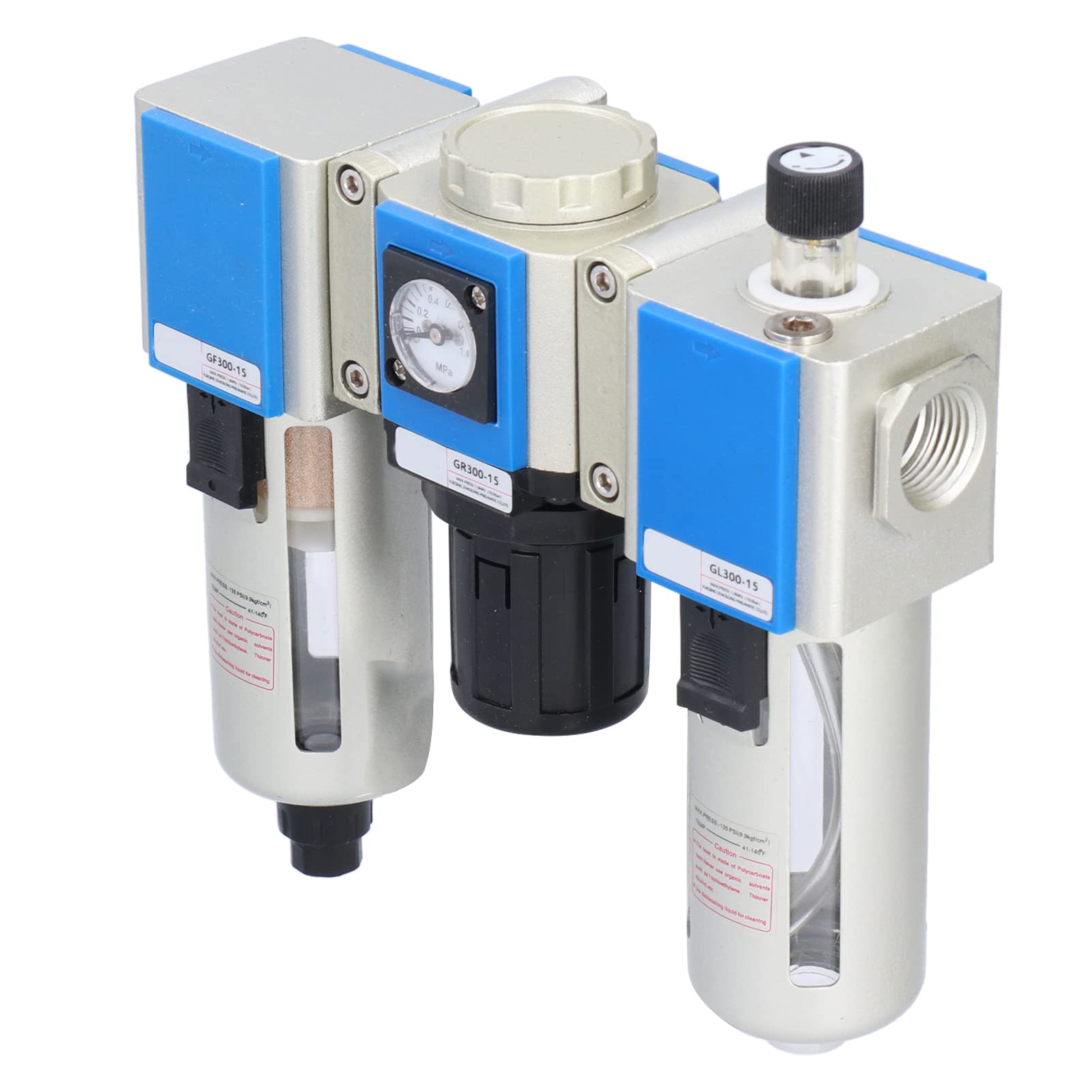 KIMISS Pneumatico Filtro dell'aria Regolatore di Pressione Lubrificatore Compressore Unità di Trattamento PT 1/2 per Utensili Pneumatici – Separatore Olio/acqua – GC300-15