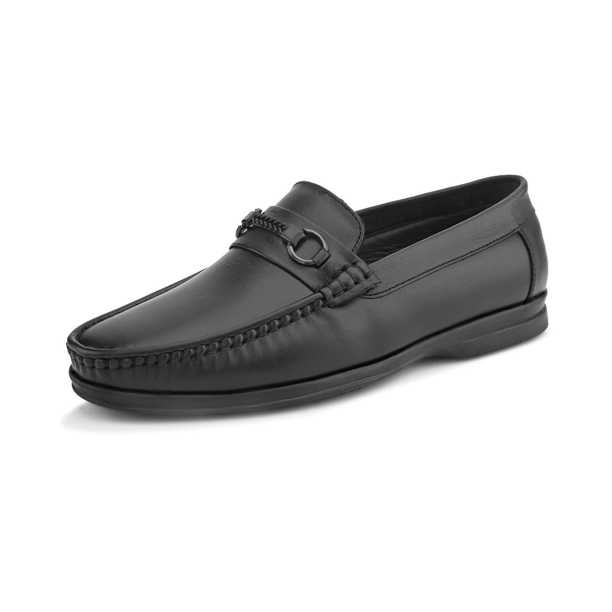 mens 4076 Blue Leather Men's Formal Shoes | Genuine Leather Upper with Cushioned Footbed | Sleek & Stylish Design for Office & Formal Wear Slip-On design | Durable Anti-Skid Sole-image-24