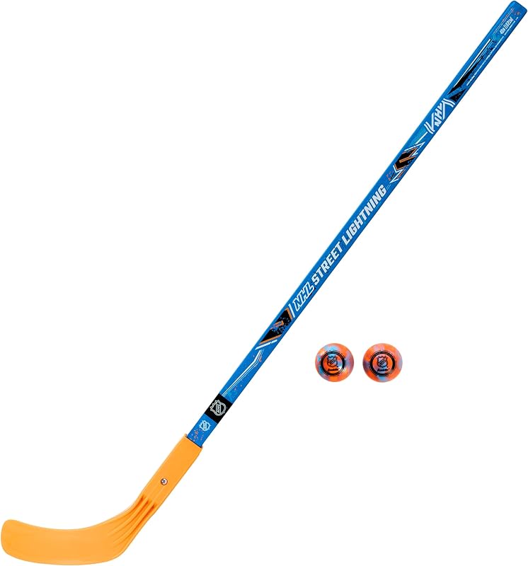 NHL Kids Street Hockey Stick + Balls Set - Youth 40 In | Poplar Birch Shaft Build, Shot Zone Grip Texture, Replaceable Blade Design, Roller Ready