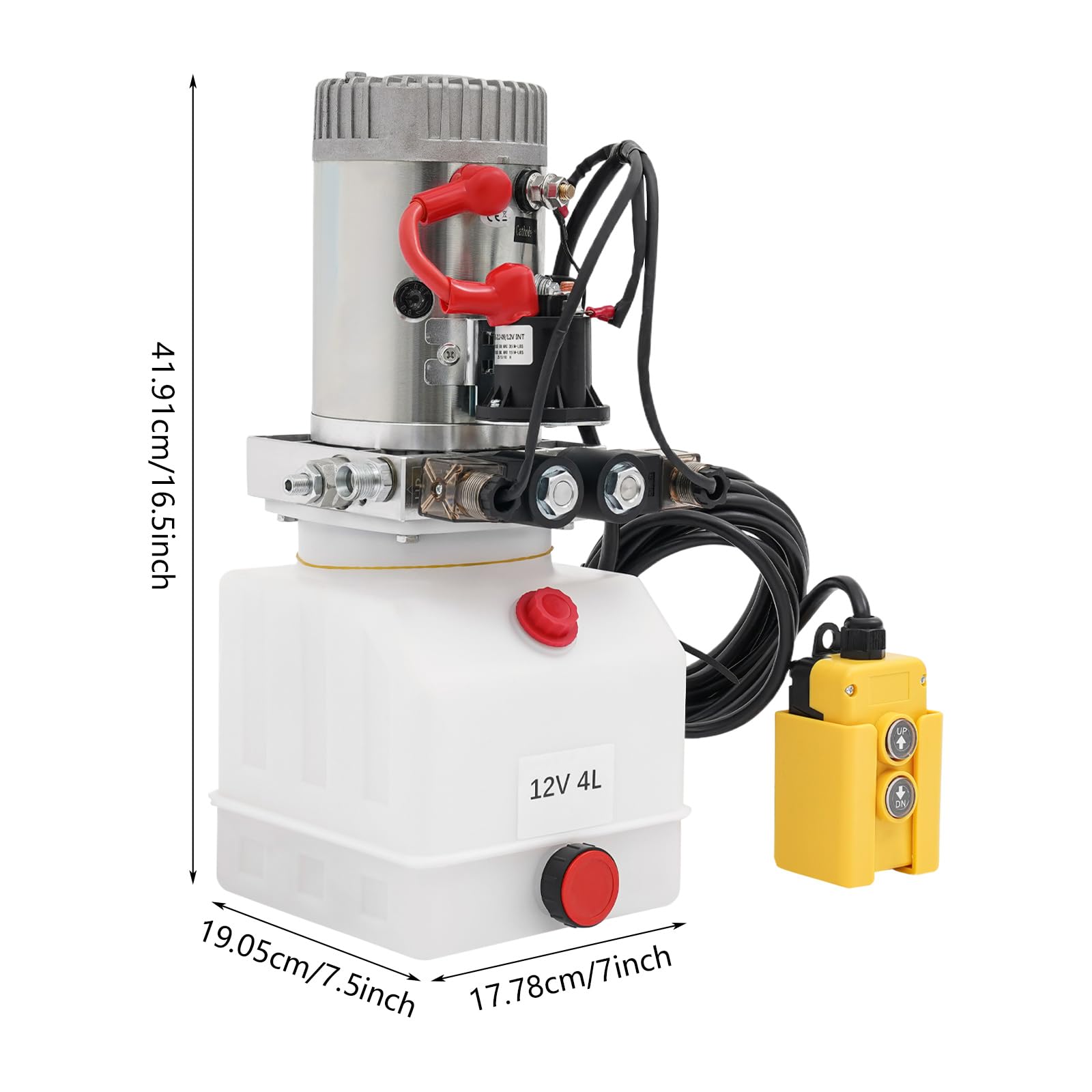 Doppeltwirkende Hydraulikpumpe | 12 V 3QT Hydraulikpumpe Hydraulikaggregat mit Kabelfernbedienung Bidirektional, 3000W Hydraulikaggregats für Kippanhänger Hebebühnen