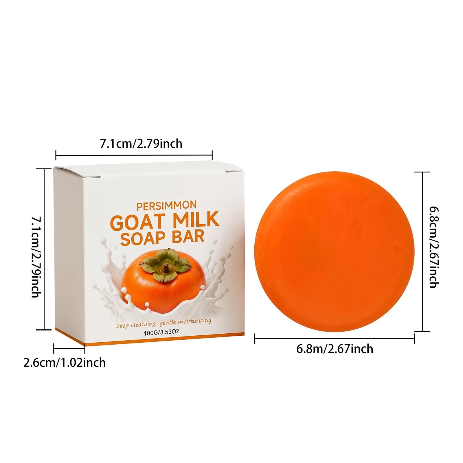Runde Kaki-Seife ältere Menschen, Ziegenmilch beruhigende feuchtigkeitsspendende Bar den täglichen Geruch Lösung, Kaki-Extrakt Deodorant Body Wash Seife, reinigende nähren ganze moisturizing (8pcs)