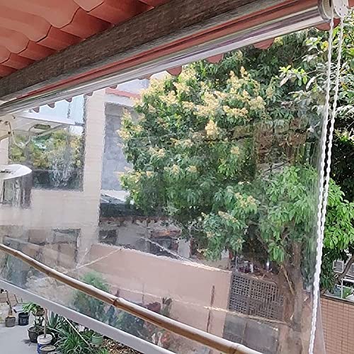 Fufu Large Size Roll Up Shade Outdoor Vinyl Curtain With Clear Tarp Panel Weather Resistant Patio Outdoor Vinyl Curtain - For Pergola, Porch, Gazebos Range 100-160Cm, 160Cm X310Cm63 X122 #TOP25