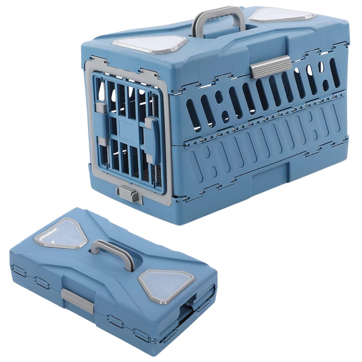 Caixa De Transporte Pet Dobrável Azul 55x35x30 Para Cães e Gatos
