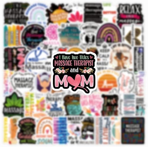 Miniatura 4 de Paquete de 60 calcomanías para terapeutas de masaje, vinilo estético impermeable para botella de agua, laptop, teléfono, patineta, regalos de