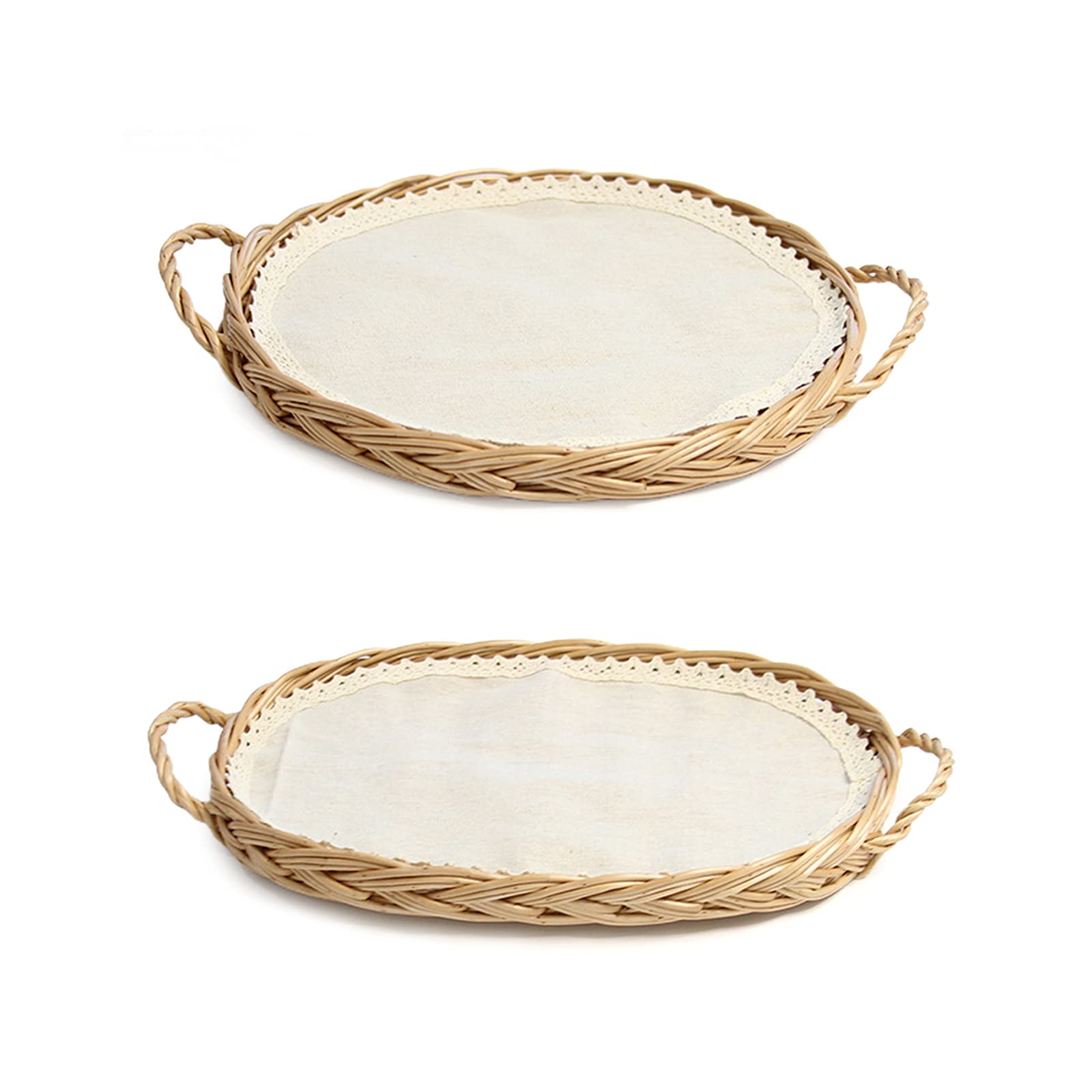 Rotan dienblad met handgrepen, handgeweven keukendienblad, decoratief