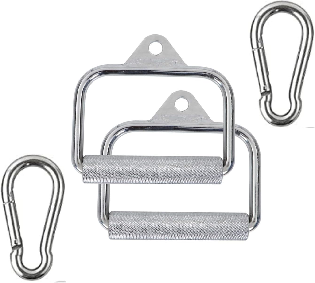 Combo Set of 2 Single D Handle Cable Attachments with Hooks Heavy Duty Steel Gym Equipment Cable Handle Set for Tricep Bicep Shoulder Back and Arm Workouts for Gym Cable Machines and Home Gyms