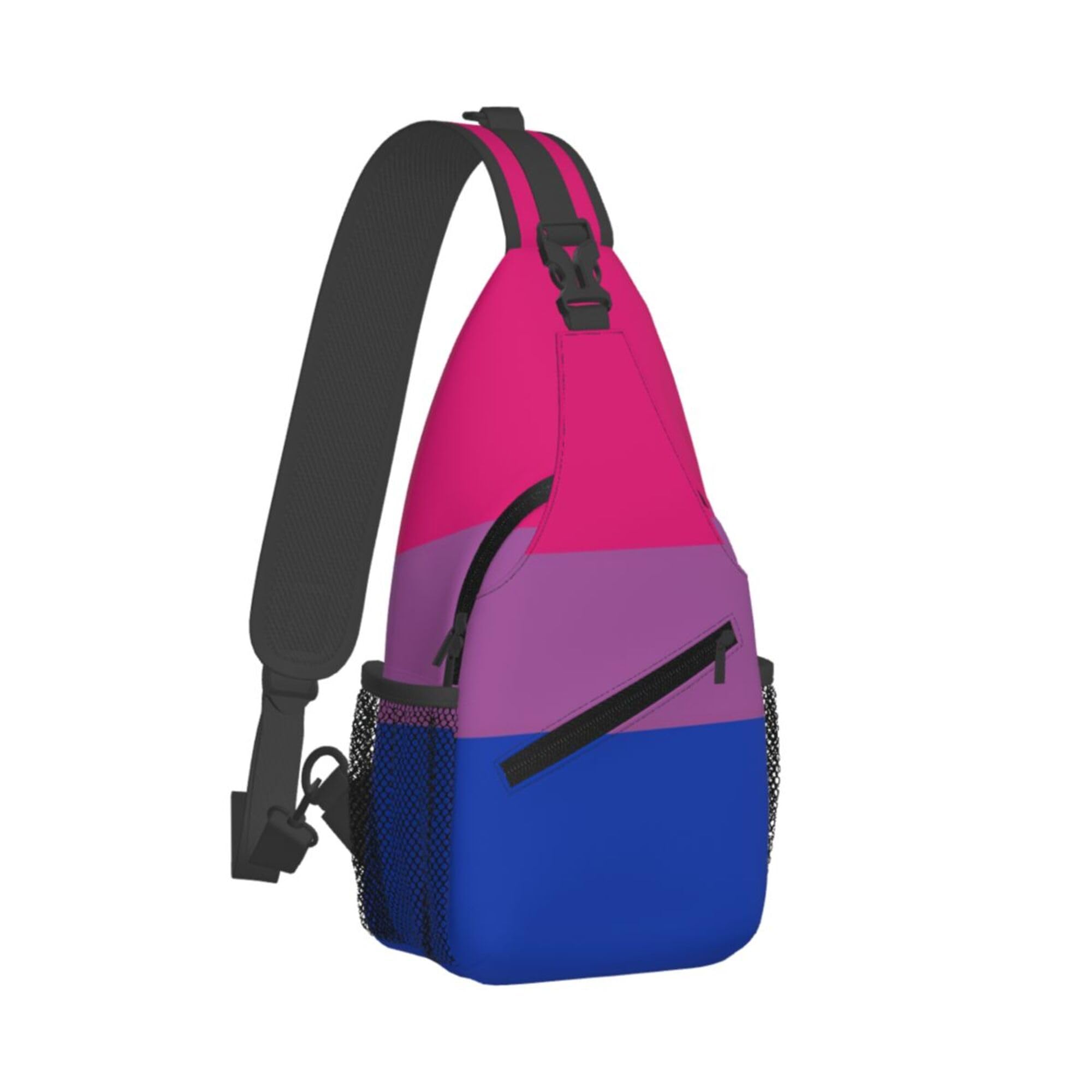 WUXEKZO Casual Sling Bag Backpack, Daypack, Bisexual Pride Flag Lgbtq Shoulder Chest Crossbody Bag, Bookbag, Travel Backpack Camping Outdoor Bag for