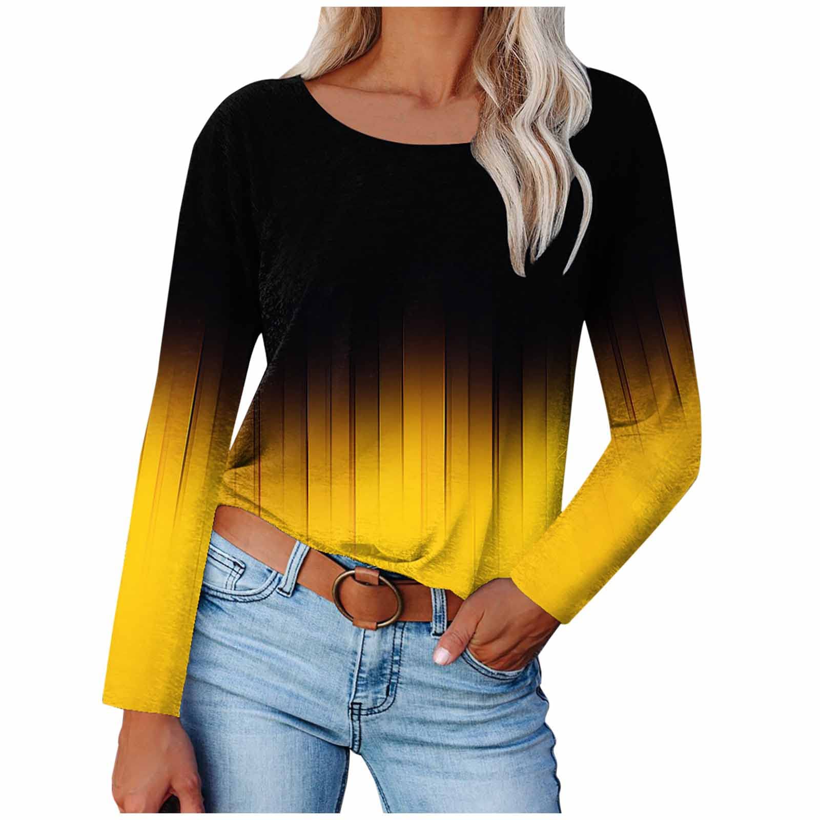 Womens Casual Long Sleeve Shirt Crew Neck Trendy Pullover Relaxed Fit Tops Long Sleeve Sweatshirt for Women