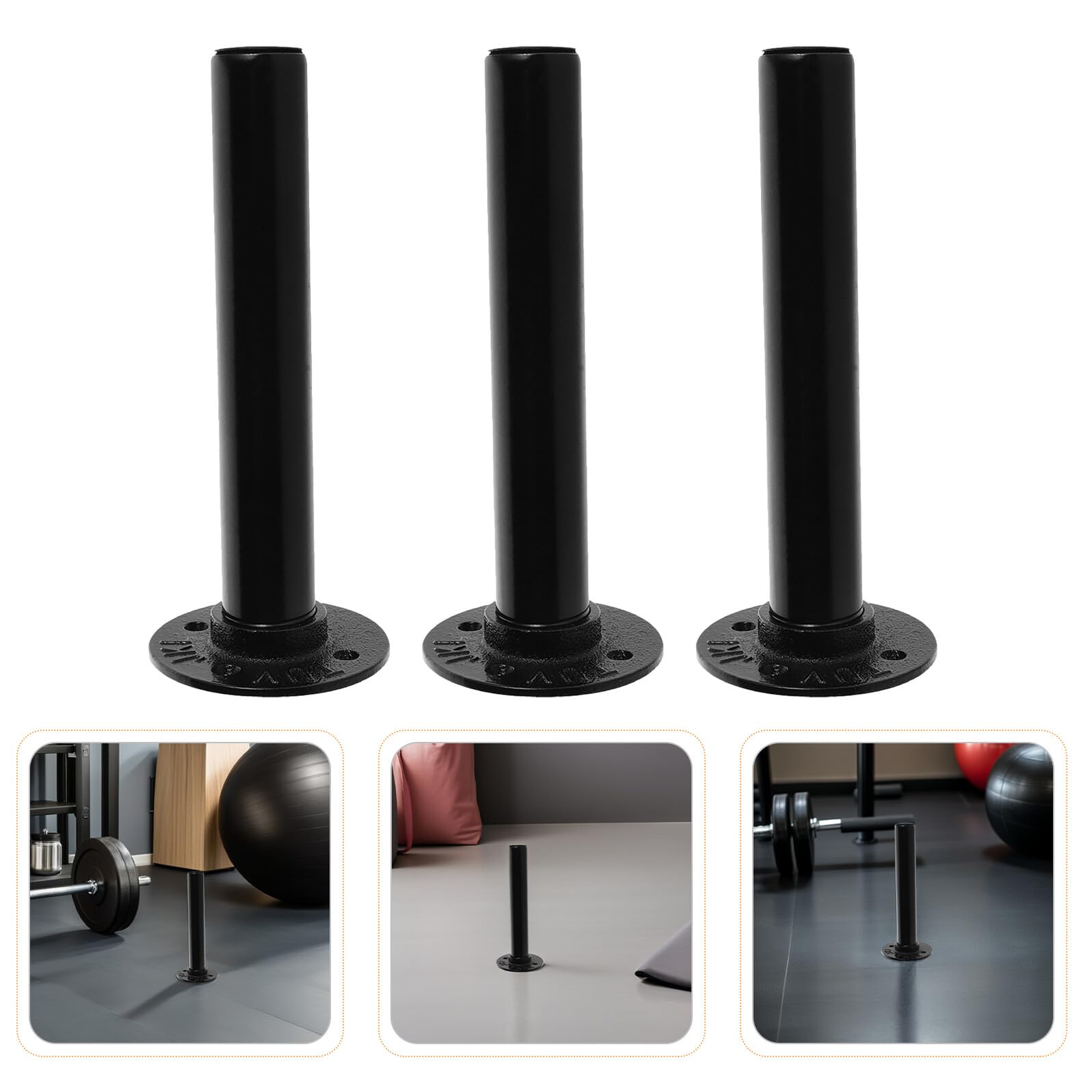Soporte para Guardar Discos de Pesas de Pared 3 Piezas Negro Hierro | Montaje Seguro, para Entrenamiento de Fuerza y Gimnasio, Estante de Almacenamiento para Placas