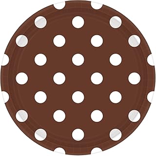 Chocolate Brown Dots Round Plates | 8 Ct. | 9