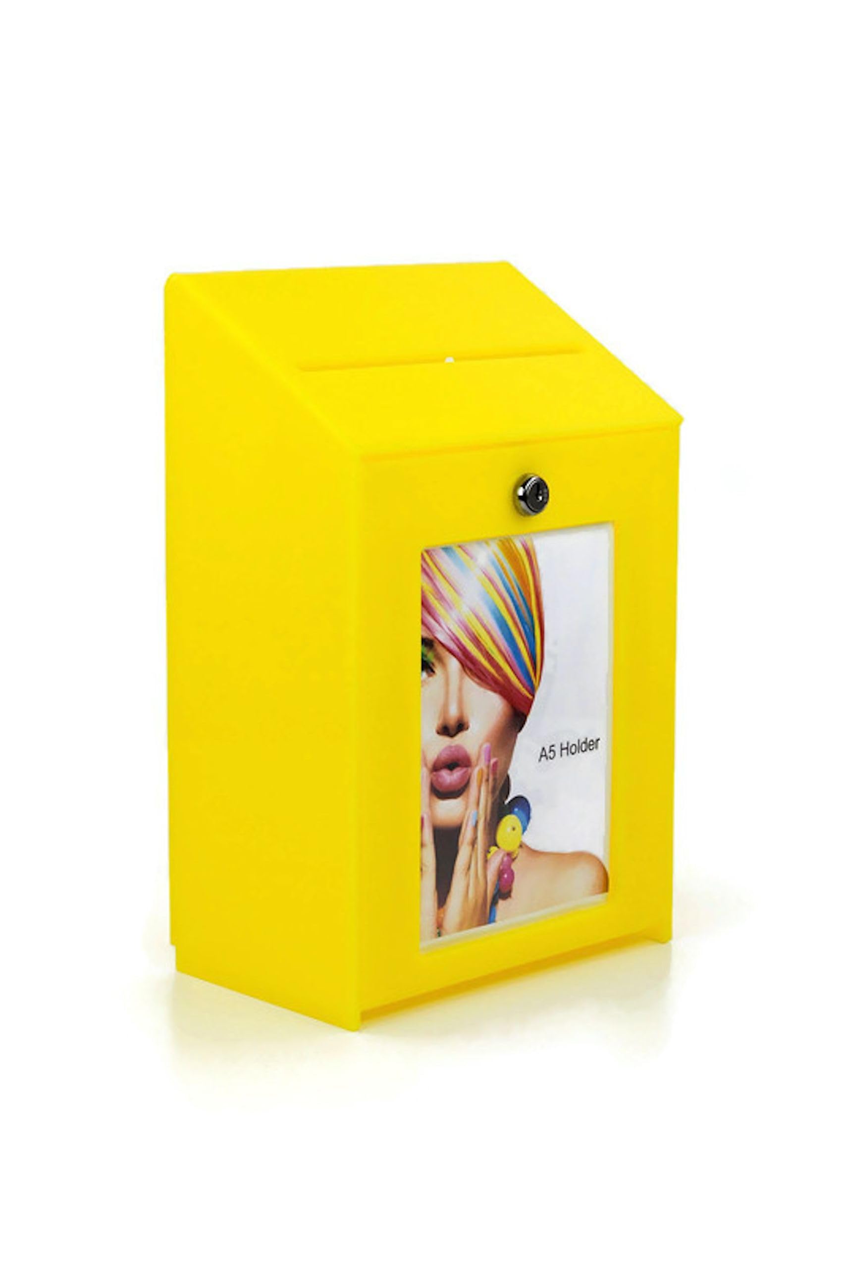 Pos Display Shop Yellow Lockable Acrylic Suggestion Ballot Comments Feedback Collection Box - Pds9463