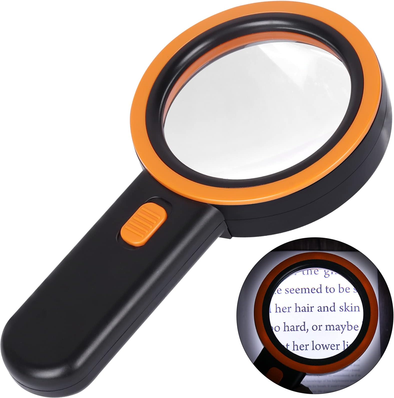 AIXPI Magnifying Glass with Light, 30x Handheld Magnifier with 12 LEDs, Illuminated Magnifier for Macular Degeneration, Seniors, Reading, Inspection, Coins, Jewellery (Black)