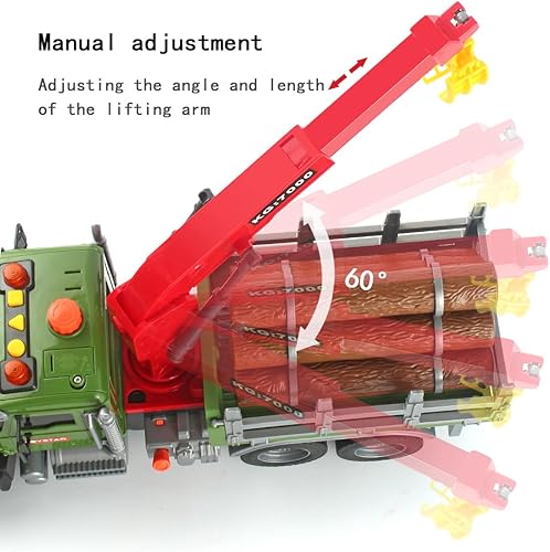 Miniatura 5 de Camión de transporte de madera para niños pequeños, camión de madera grande de 15 pulgadas con sonidos y luces, regalos de cumpleaños para niños y