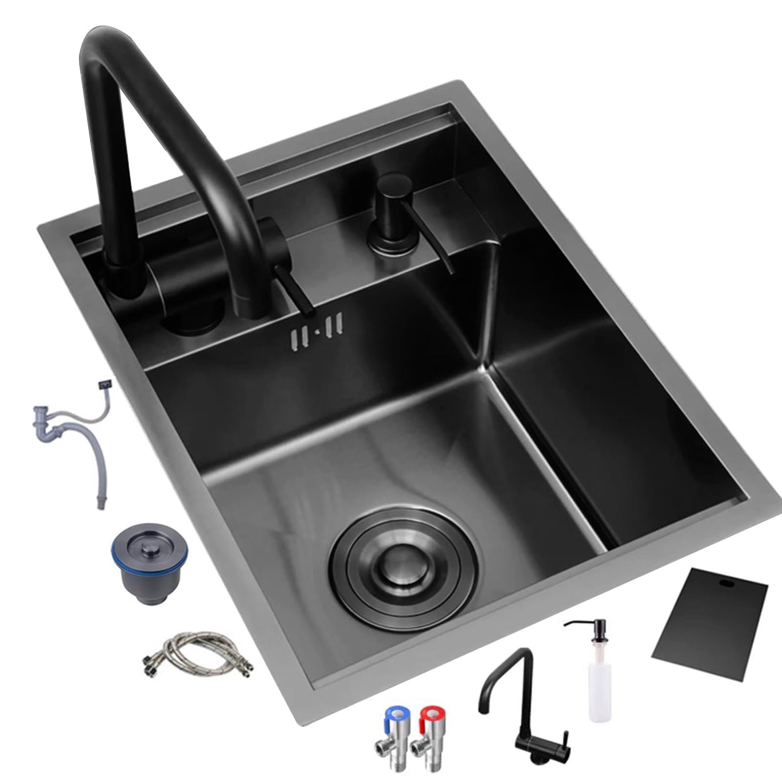 Lavello Da Bar Nero Con Coperchio Lavello Da Cucina A Scomparsa Con Coperchio Rubinetto Pieghevole Adatto Per Appartamento Camper E Roulotte