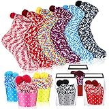 Picture of Hicarer 6 Pairs Valentines Fuzzy Cupcake Socks Gifts for Women Girl Teacher Coworkers DIY Fluffy Warm Socks Winter