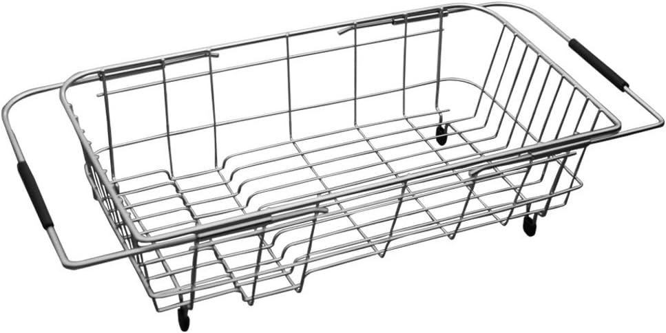 KeewahExpandable Dish Drainer Drying Rack Over The Kitchen Sink - 16.1” x 9” - Stainless Steel