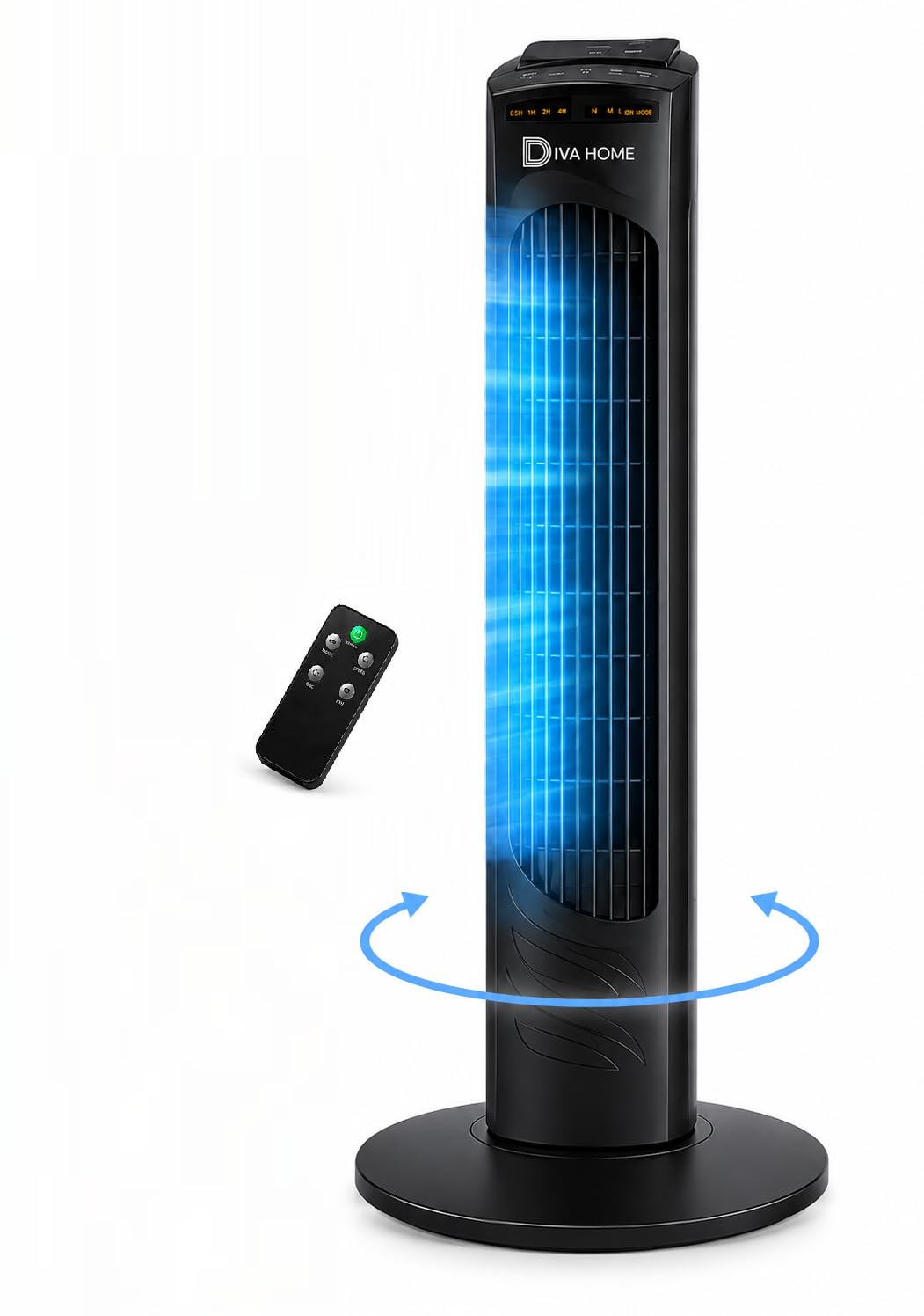 SuperGift.com Black Oscillating Tower Fan with Remote, 3 Speed Settings & 3 Modes, Quiet Cooling Fan for Home & Office