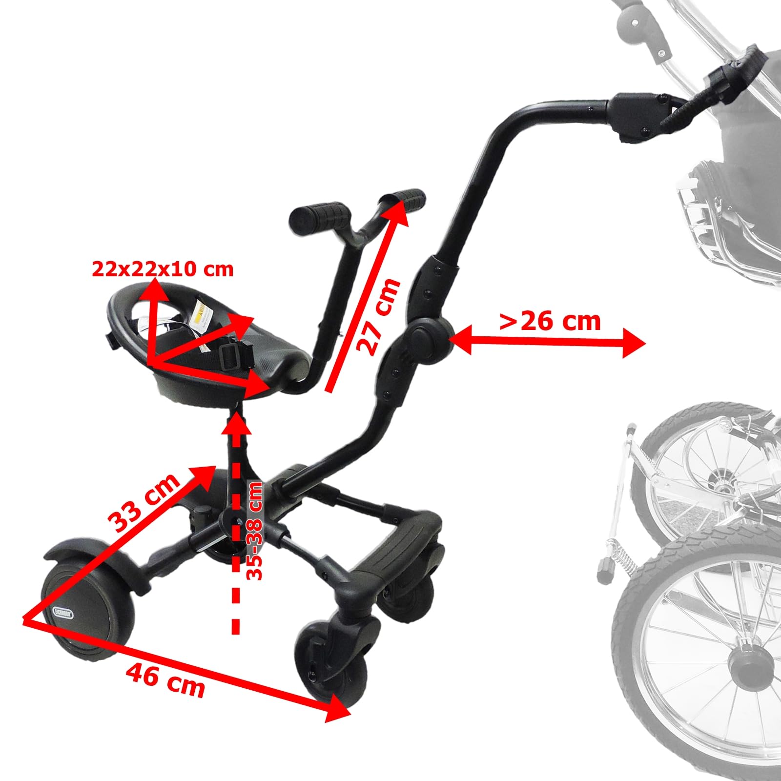 EICHHORN Kinderwagen Downtown Rider - Geschwistersitz für Kinderwagen und Buggys, für Kinder ab 15 Monaten bis 25 kg