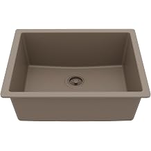 Karran QU-820 Undermount 24.38 in Single Bowl Quartz Kitchen Sink in Black