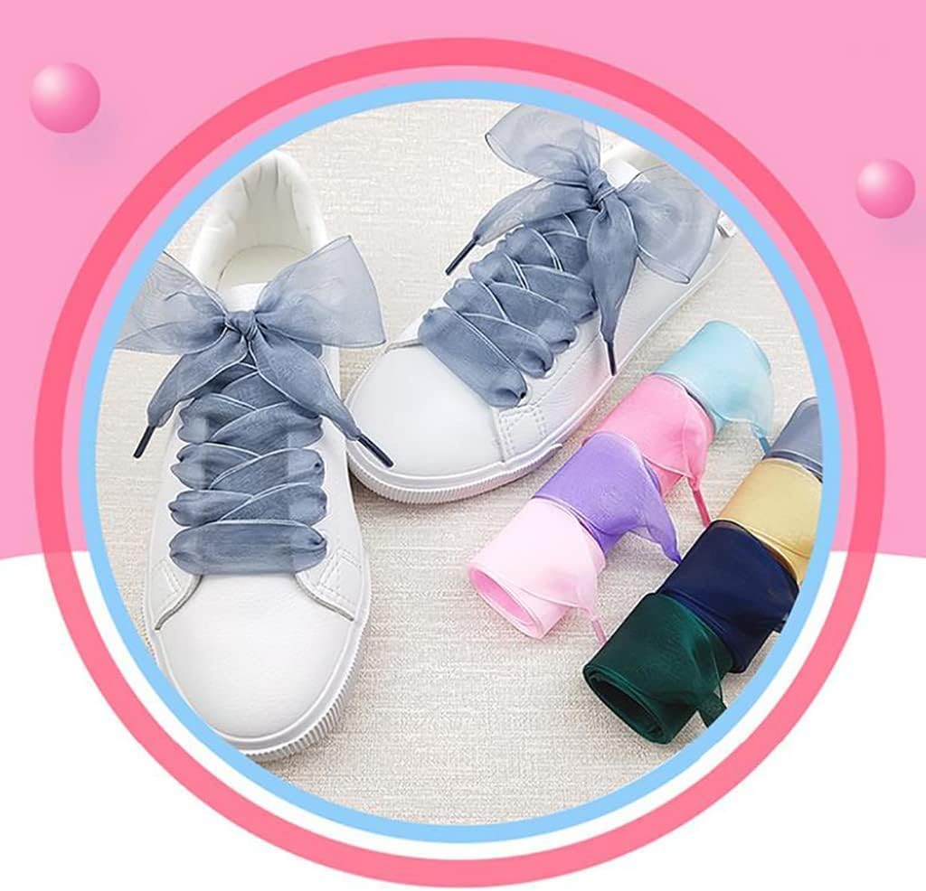 Cordones elásticos para zapatos, 4 cm, hilo de organza extra ancho, translúcido, plano, adecuado para zapatos blancos pequeños, zapatos casuales, zapatos de cuero, zapatos de lona, zapatos de