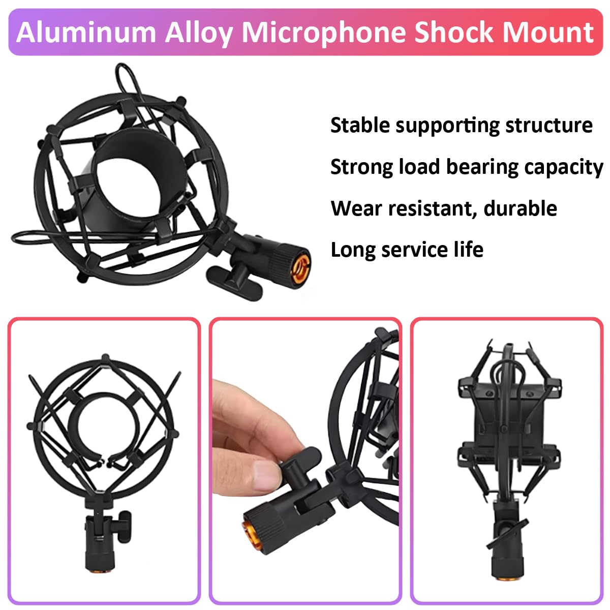 53 mm-58 mm odporny na wstrząsy uchwyt na mikrofon stop aluminium tłumiące wibracje zawieszenie do mikrofonów studyjnych stojak zawieszony antywibracyjny mikroklips montaż adapter