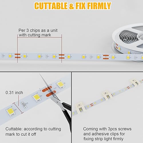 Miniatura 5 de Tira de luces LED activadas por movimiento, tira de luz LED de 16.4 pies con 2 modos de iluminación de día o noche, 3 modos de apagado, acogedora
