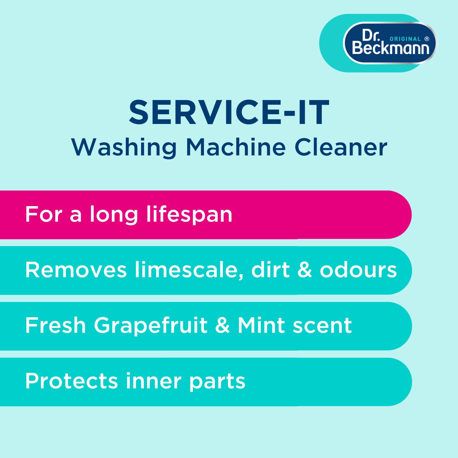 Dr. Beckmann Service-it Washing Machine Cleaner | Removes limescale | Grapefruit & Mint |250ml