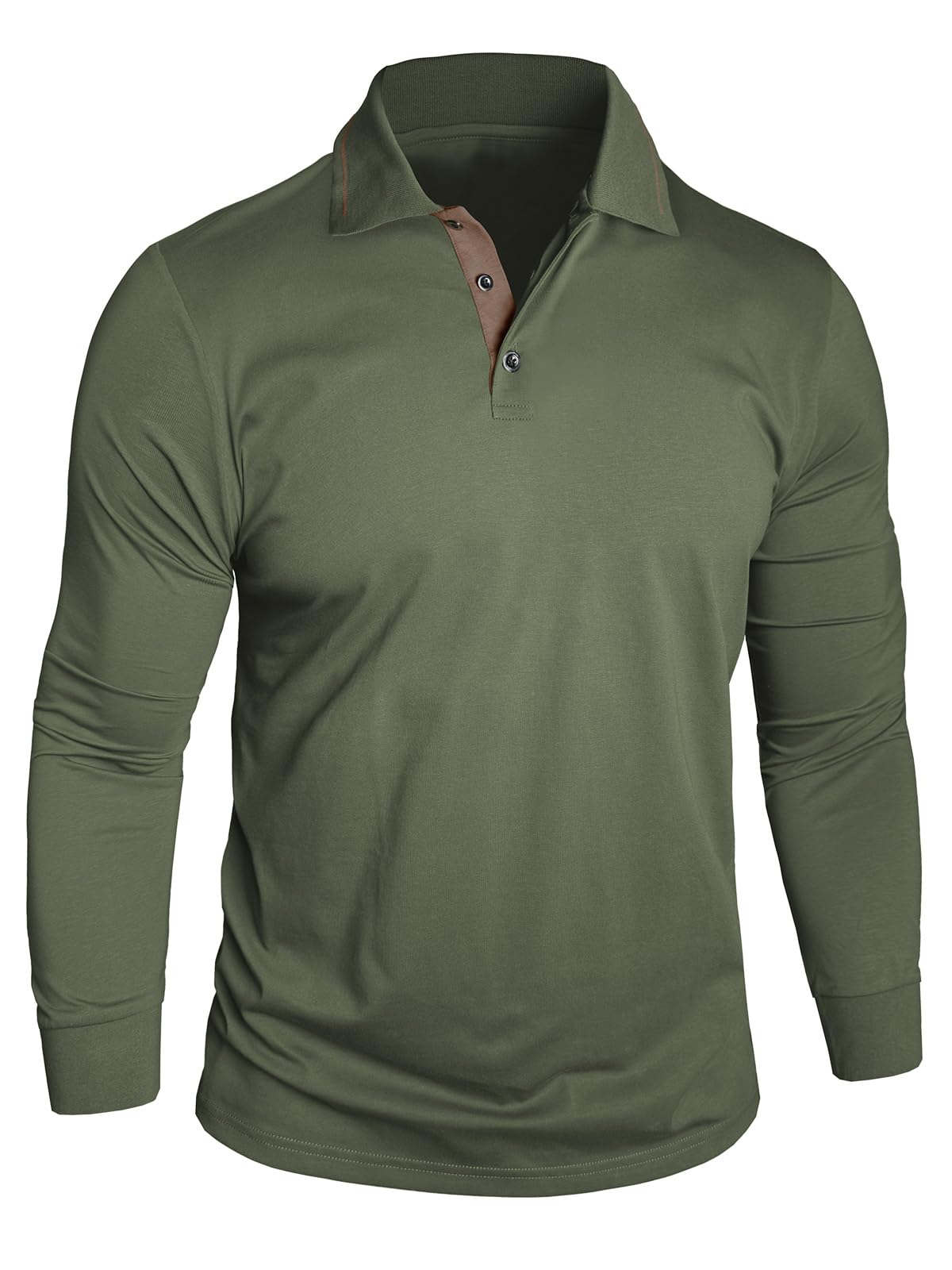 Comilaka Uomo Polo Casual Manica Lunga Poloshirt Top Golf Maglietta Cotone Colori a Contrasto Autunno Inverno Classico