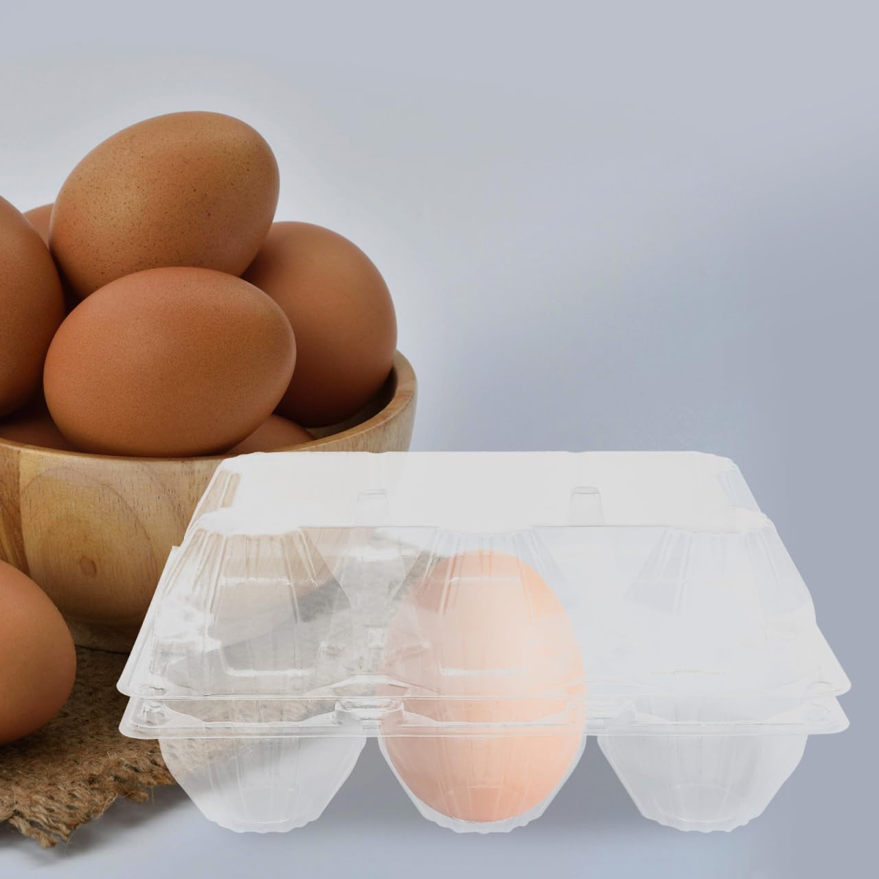 Garneck 6pcs Plastic Egg Cartons Bulk 6-Grids Clear Reusable Egg Container Holder, Family Refrigerator Farm Markets for Safe Storage and Display