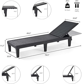 Nestl Lounge Chair Outdoor, Tanning Chair, Chaise Lounge Outdoor Set of 2