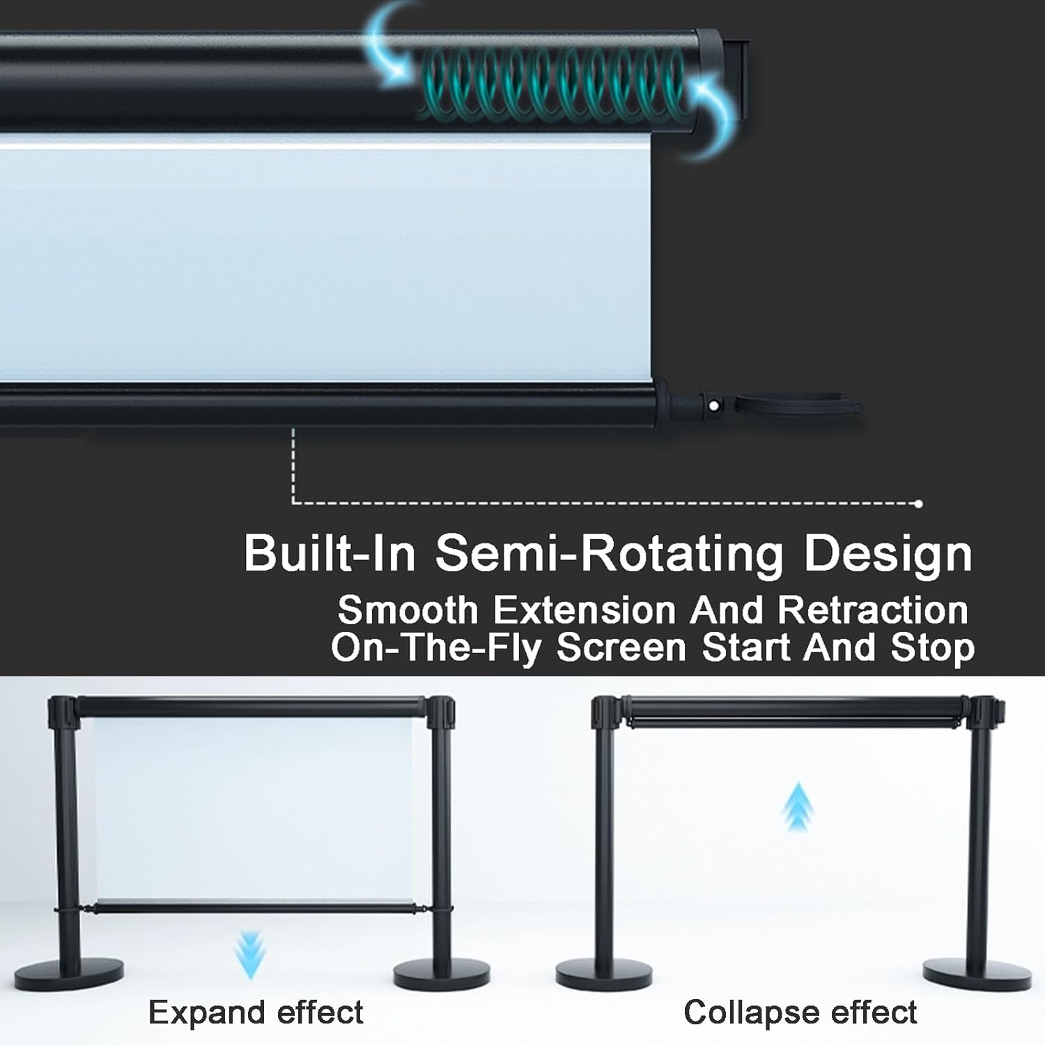 Stanchions with Retractable Belts Crowd Control Barriers Advertising Stanchions Banner for Hotels Shops Queue Dividers(130cm/51in)