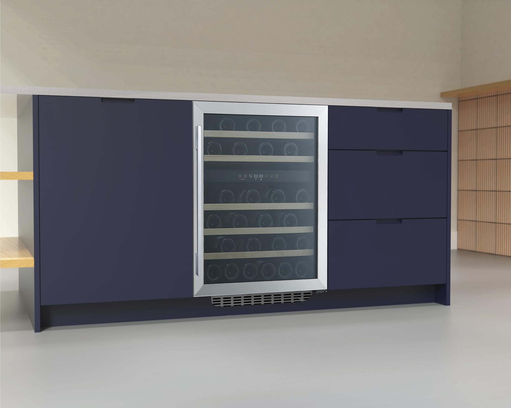Cata Vinoteca VI 59082 X/A No Frost de Encastre Total Capacidad 46 Botellas con Dos Zonas de Temperatura Control Electrónico y Panel Touch Luz Interior LED Puerta Reversible Ancho 59,5 cm Color Inox
