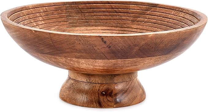 NIRMAN FRUIT BOWL Mango Wood Round Shaped Serving Bowl For Fruit,Dessert Platter Tray Dish Kitchen Dining Fruit,Dessert,Snack (12" x 12" x 5")