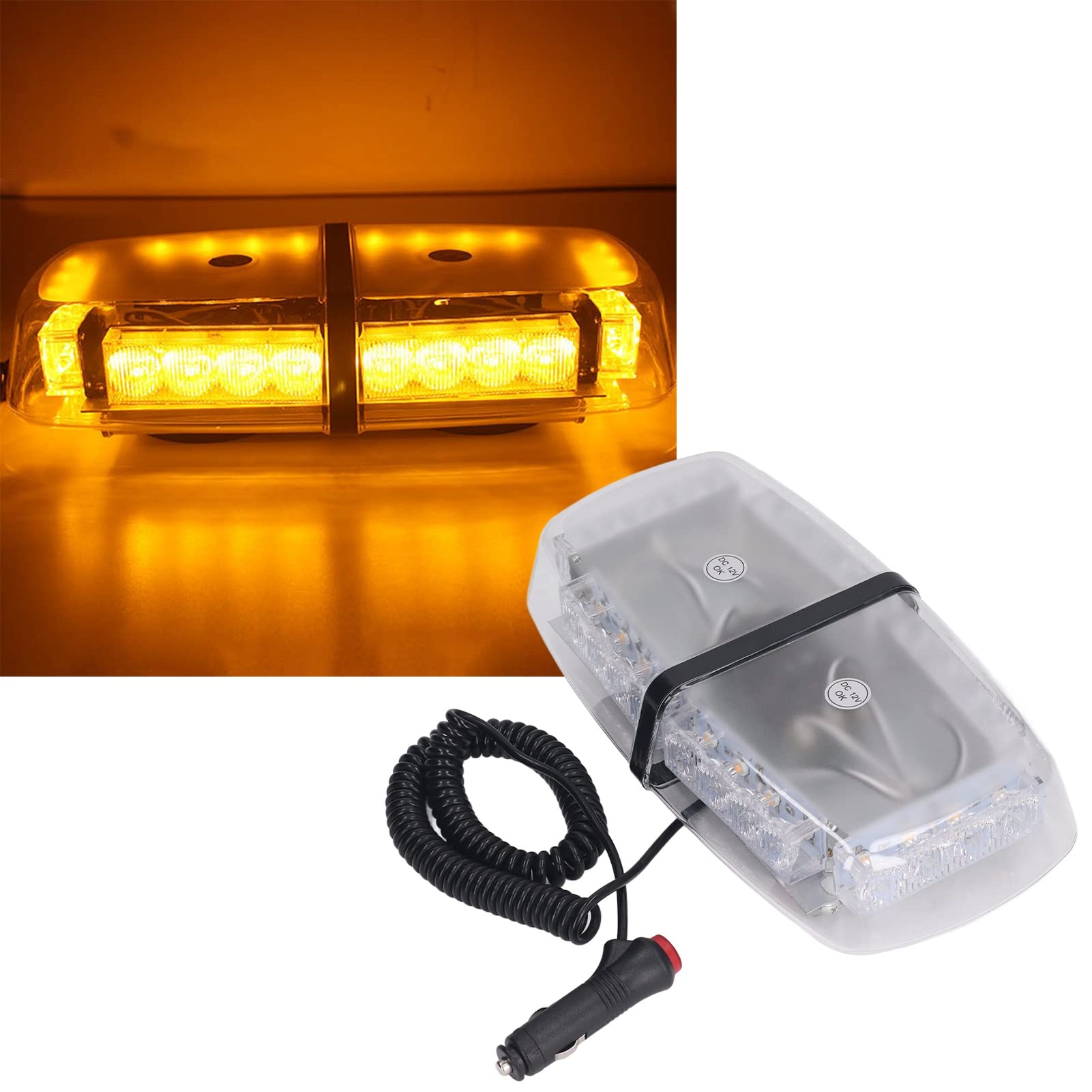 Luz De Advertencia Estroboscópica LED DC 12V Lámparas Intermitentes De Emergencia LED/barra De Iluminación De Advertencia De Peligro Con Base Magnética Para Seguridad En El Techo Del Yate Del Coche