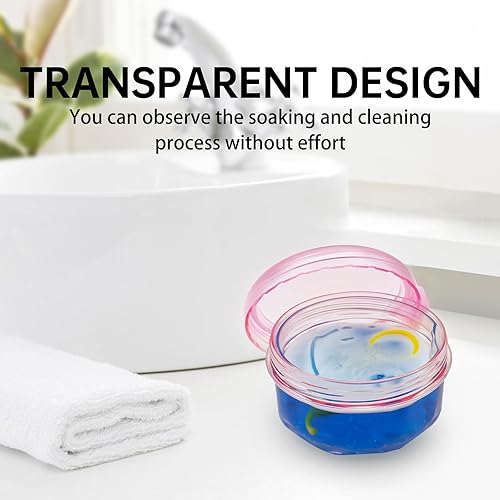 Miniatura 5 de Estuche de baño para dentadura postiza, taza de limpieza de dentadura postiza con tapa a prueba de fugas, soporte para dientes falsos, caja de
