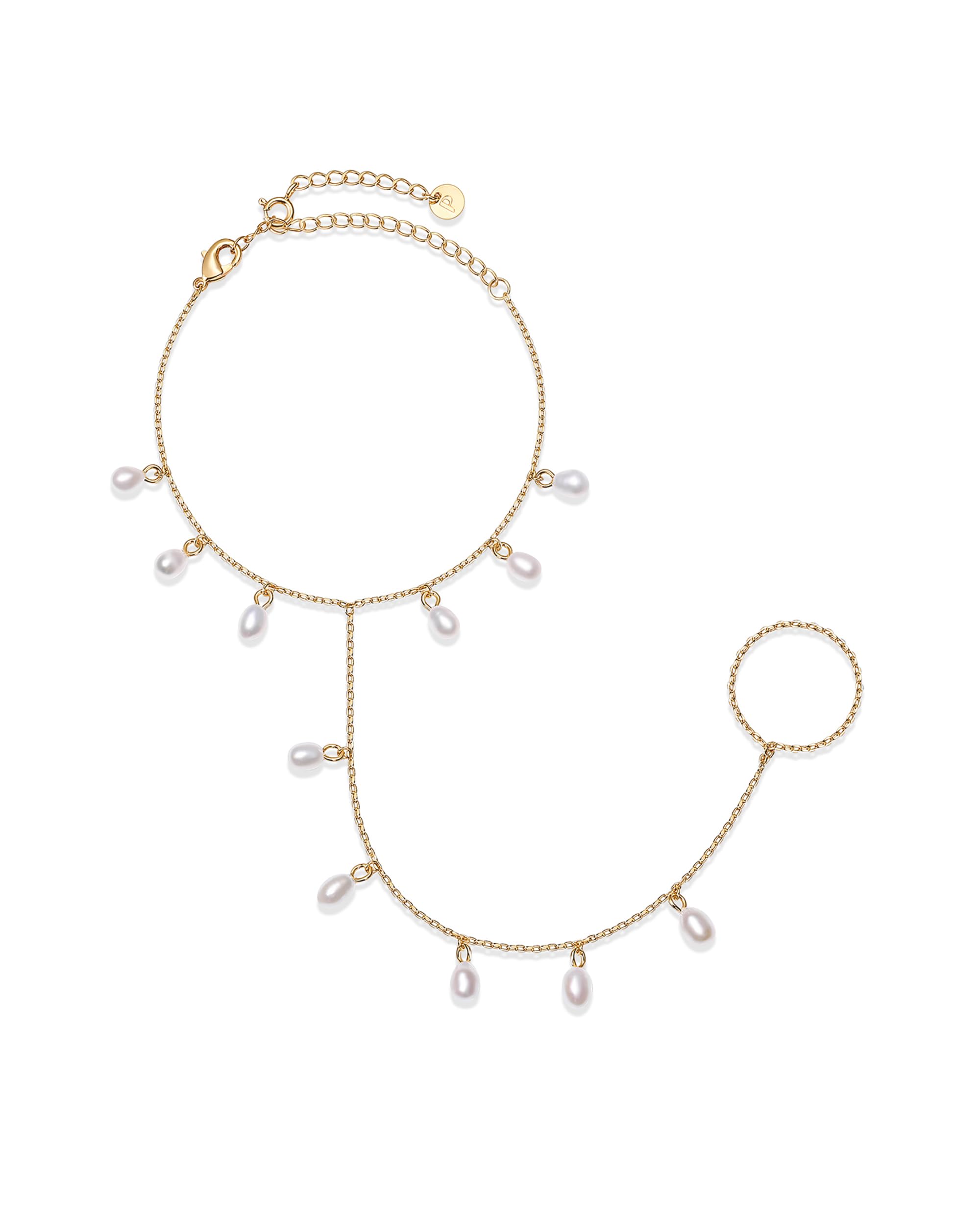 PAVOI Hand Chain Gold Bracelets for Women - 14K Plated Dainty Hand Jewelry