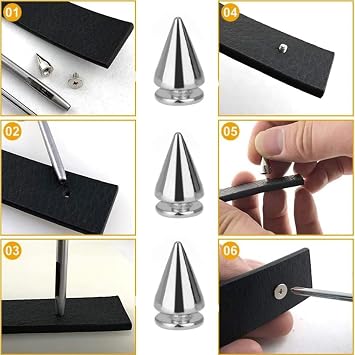 Decorative Rivets Pack of 100 Punk Rivets 7 x 10 cm Spikes Rivets Decorative Studs Metallic Pointed Rivets Screw Rivets Decorations Rivets for Screws for DIY Leather Crafts Clothing Bags Shoes Belt Jeans