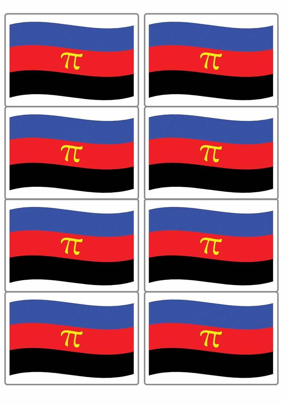 Polyamorous Diversity LGBTQAI+ Pride Flag Rectangular Matt Paper Stickers A4 Sheet of 8 (Each Sticker is 99mm x 68mm) (Flapping)
