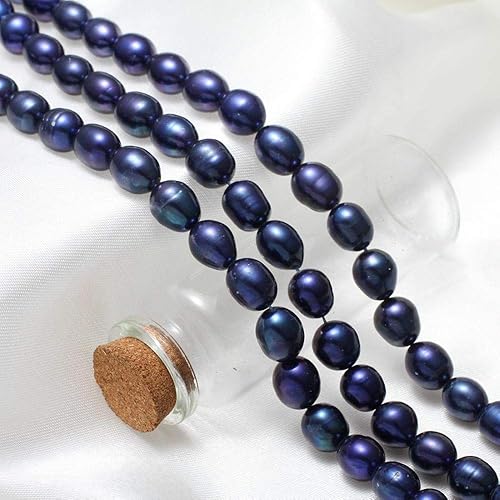 Miniatura 2 de Natural Pearl Beads Dark Blue 9-10mm Freshwater Cultured Loose Gemstone Beads Pearl Potato for DIY Jewelry Making 15 InchStrand